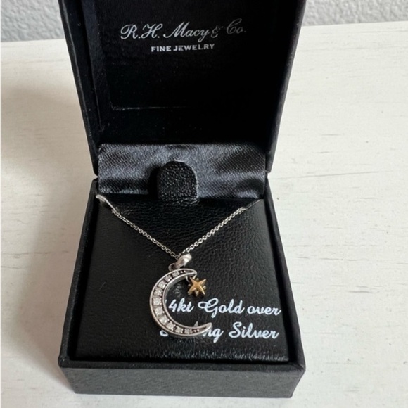 $250 Diamond Crescent Moon & Star 20" Pendant Necklace - Picture 2 of 5